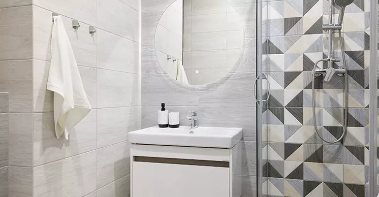 Modern Small Bathroom Walk-In Shower Remodel in Boca Raton